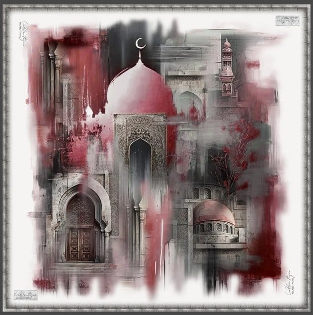 La Boutique Sura Saf İpek Eşarp 2708 03 Pembe Soyut Desen