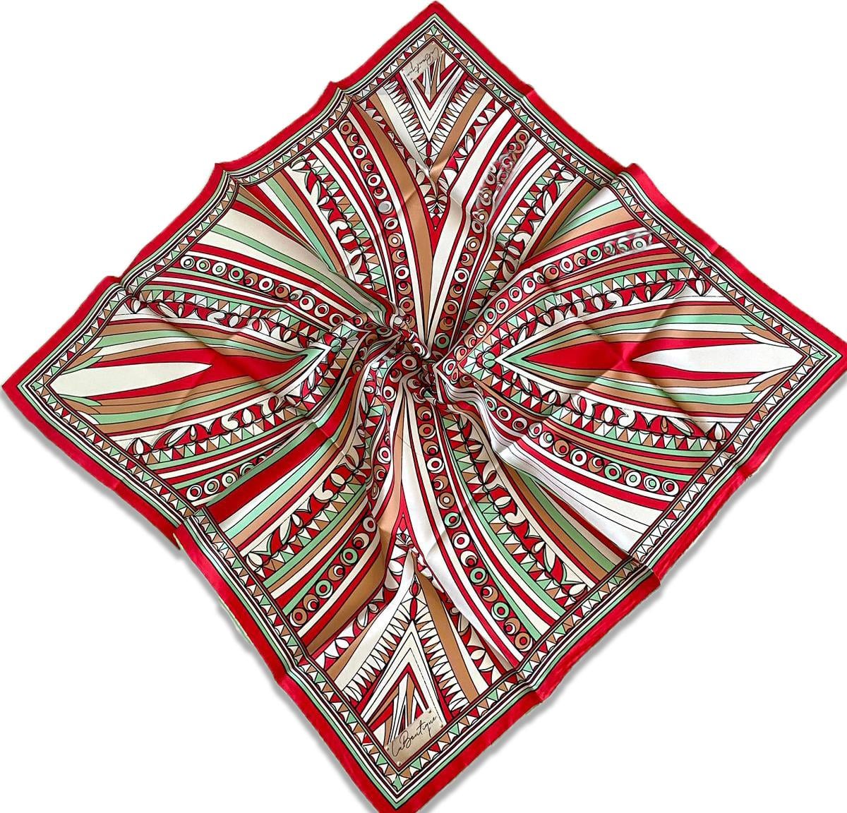 La Boutique Tivil İpek Eşarp 2006-07-35239 Kırmızı Karışık Desen