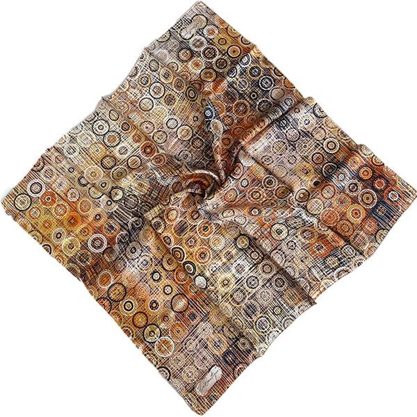 La Boutique Tivil İpek Eşarp 2007-05-35507 Turuncu Krem Karışık Desen