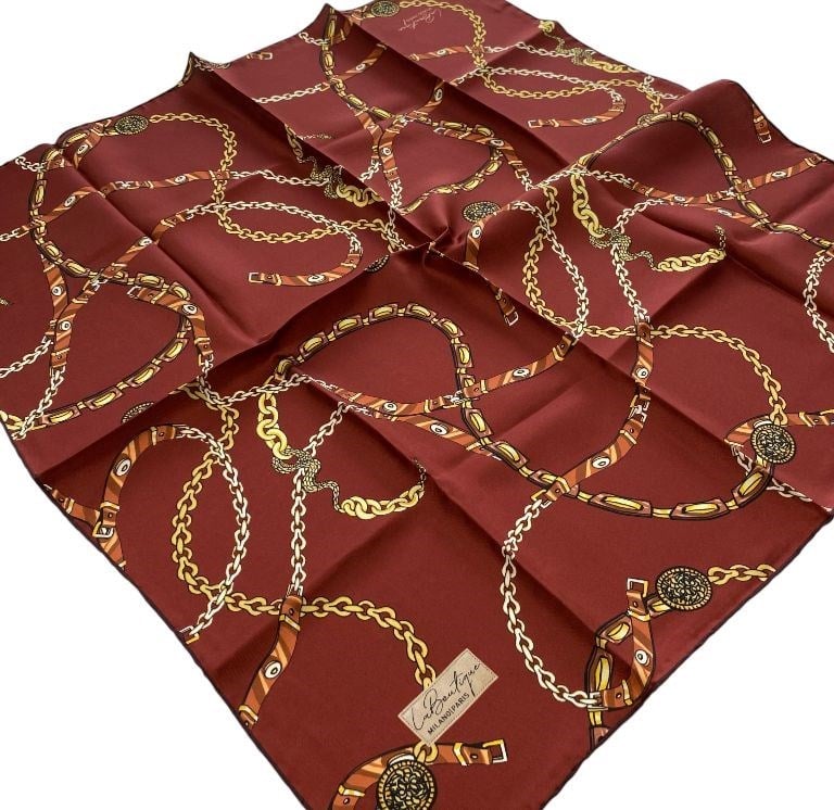 La Boutique Tivil Saf İpek Eşarp IST Kiremit Kemer Desen 2344 - 13