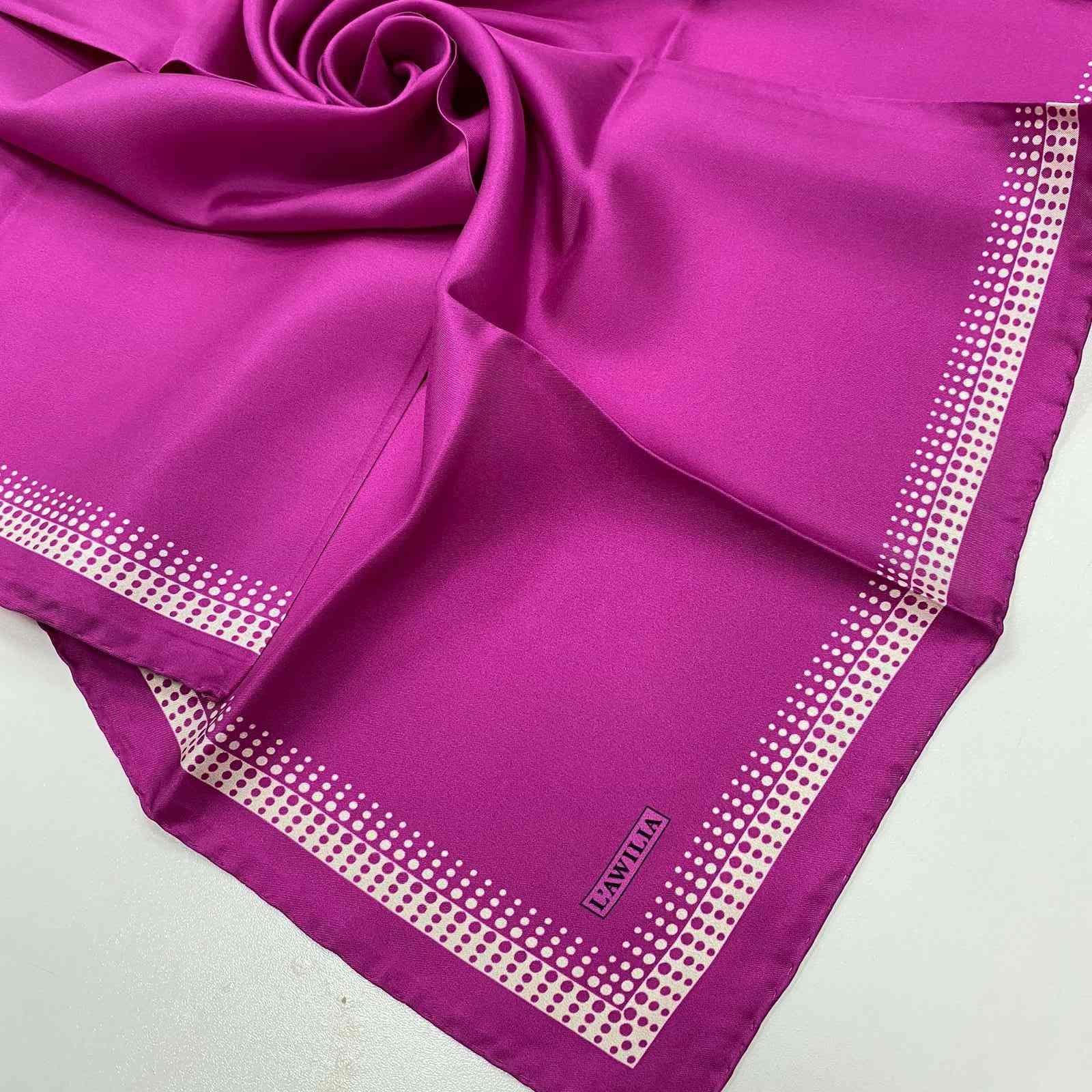 Fuşya Kenar Çerçeveli Zarif İpek Tivil Eşarp