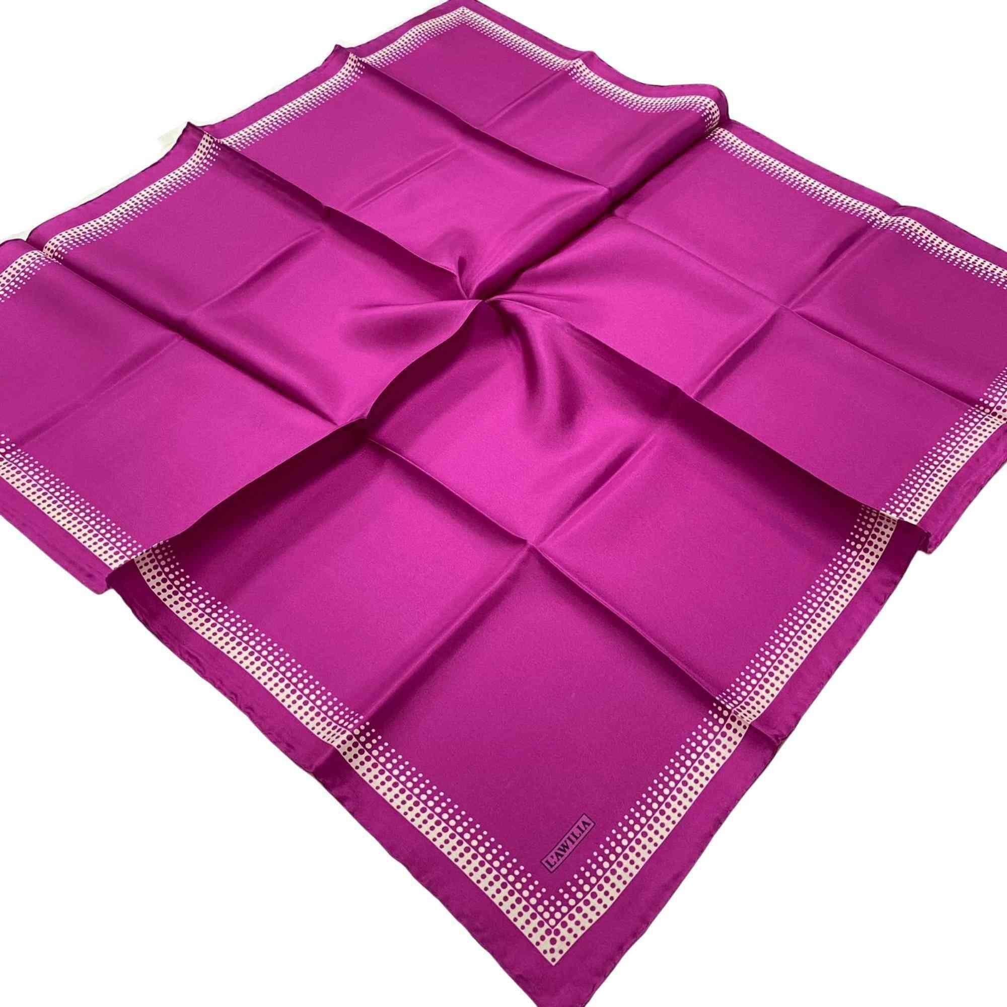 Fuşya Kenar Çerçeveli Zarif İpek Tivil Eşarp