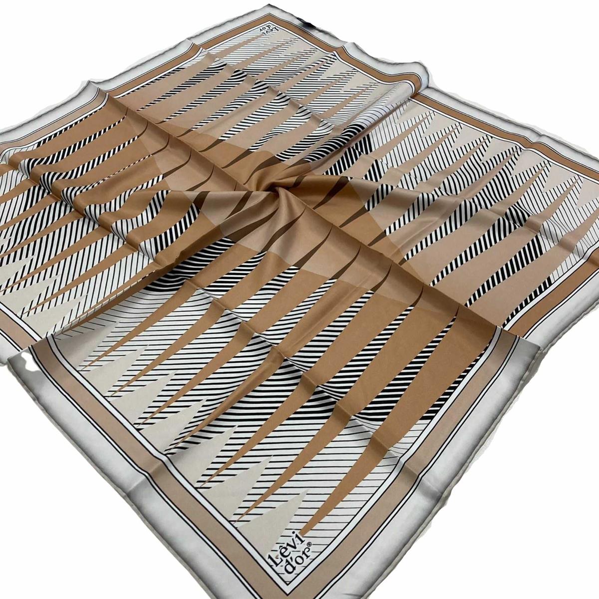 Levidor Elegan Camel Motifli İpek Tivil Eşarp