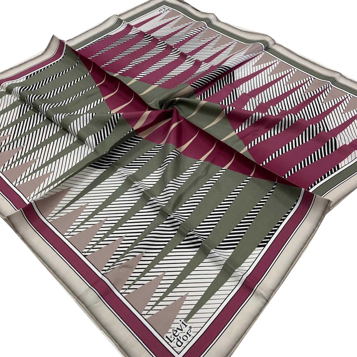 Levidor Haki Desenli Lüks Tivil İpek Eşarp