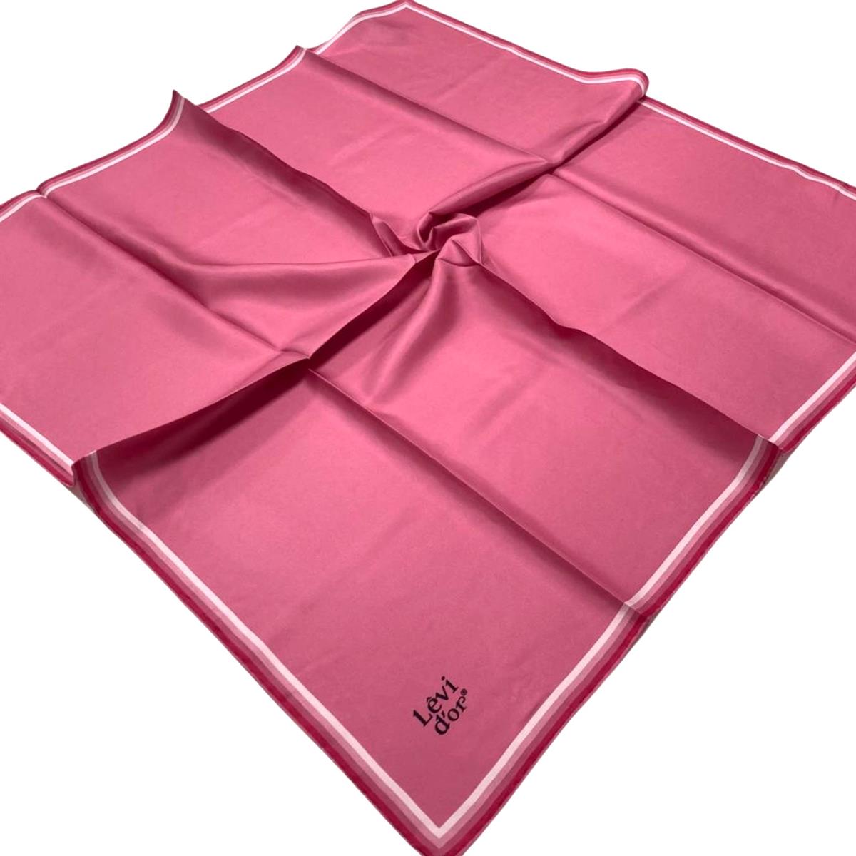 Levidor Şık Kenar Çerçeveli Pembe Tivil İpek Eşarp