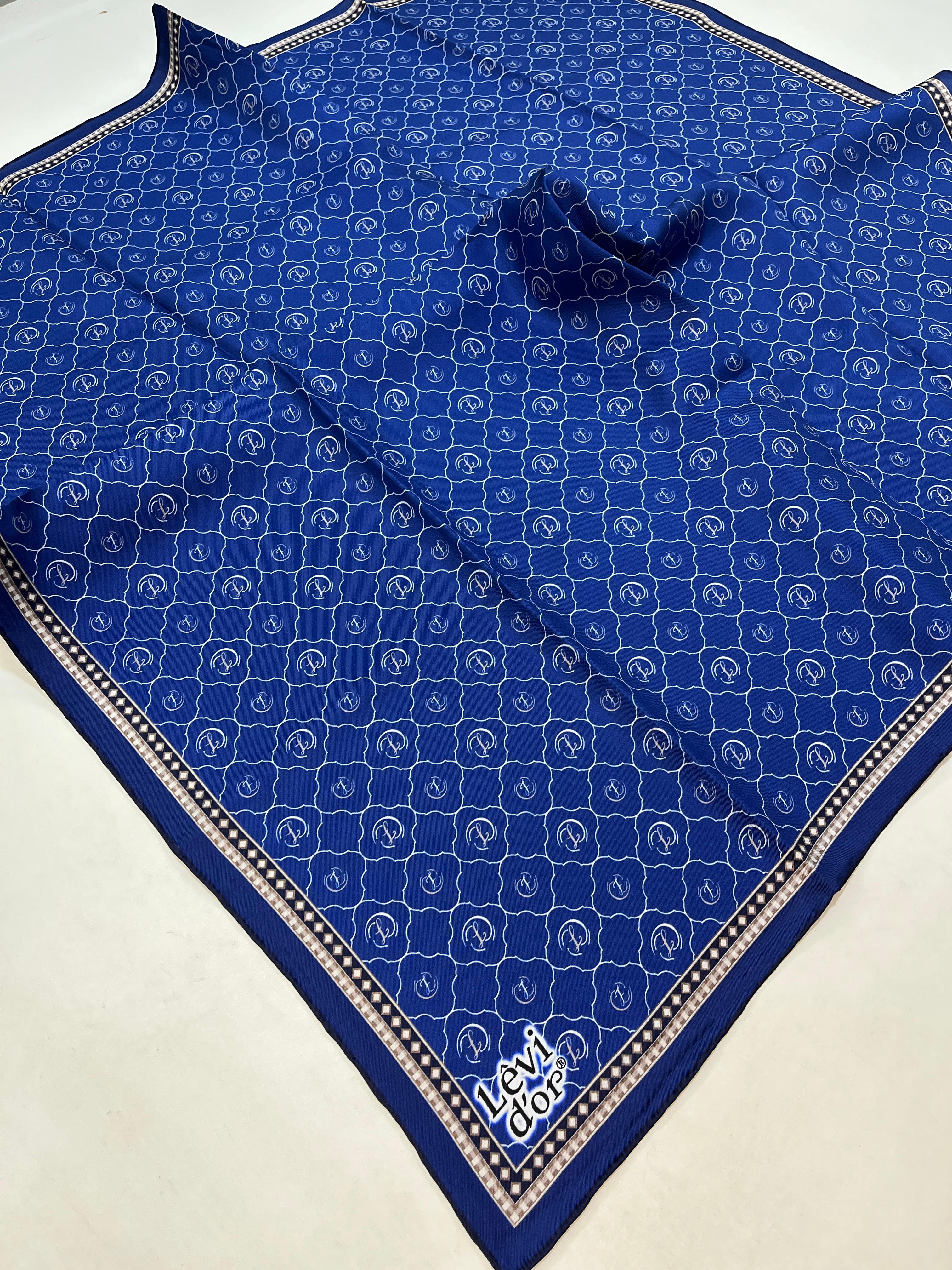 Levidor Mavi Tivil İpek Eşarp IST 68108-3 Karışık Desen