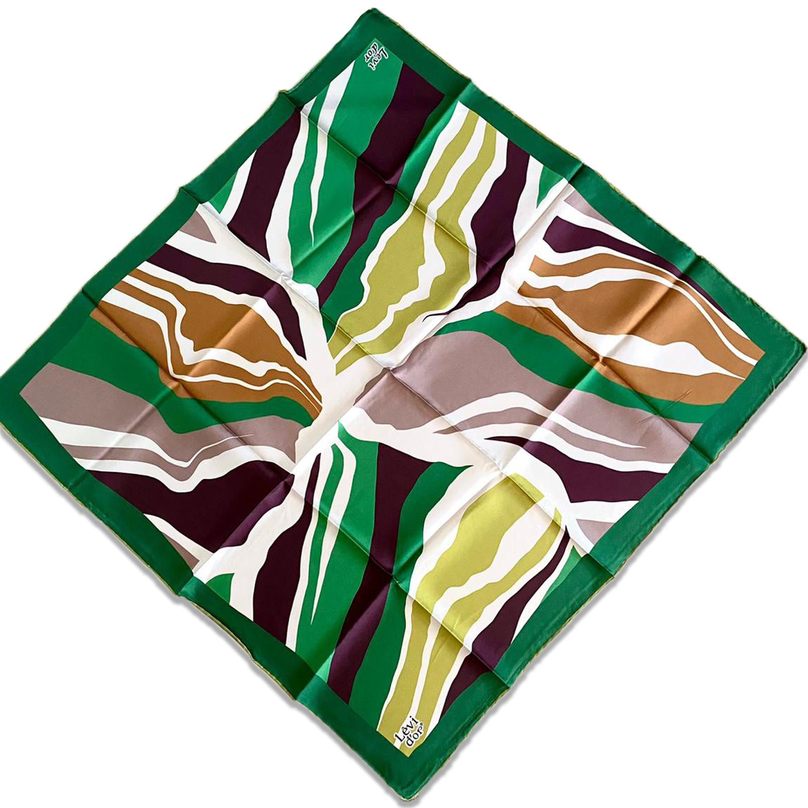Levidor Twill Silk Scarf 35042 Green Mixed Pattern
