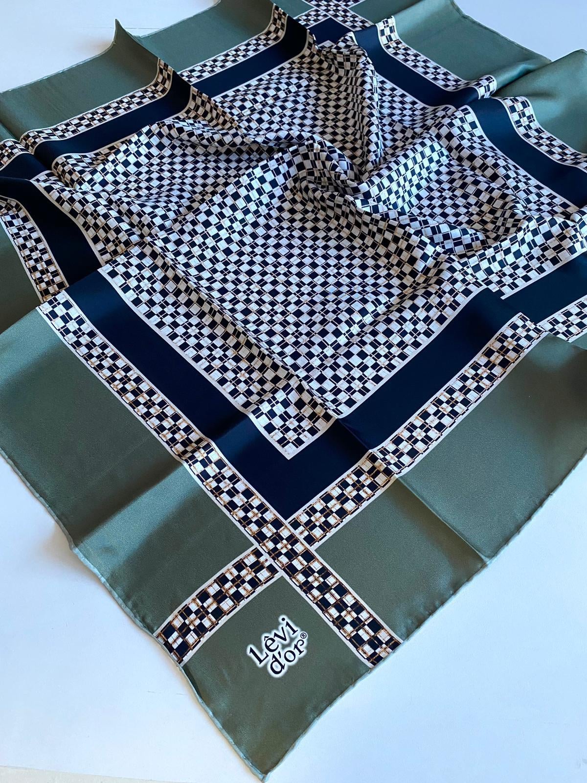 Levidor Tivil İpek Eşarp 40065 Yeşil Karışık Desen