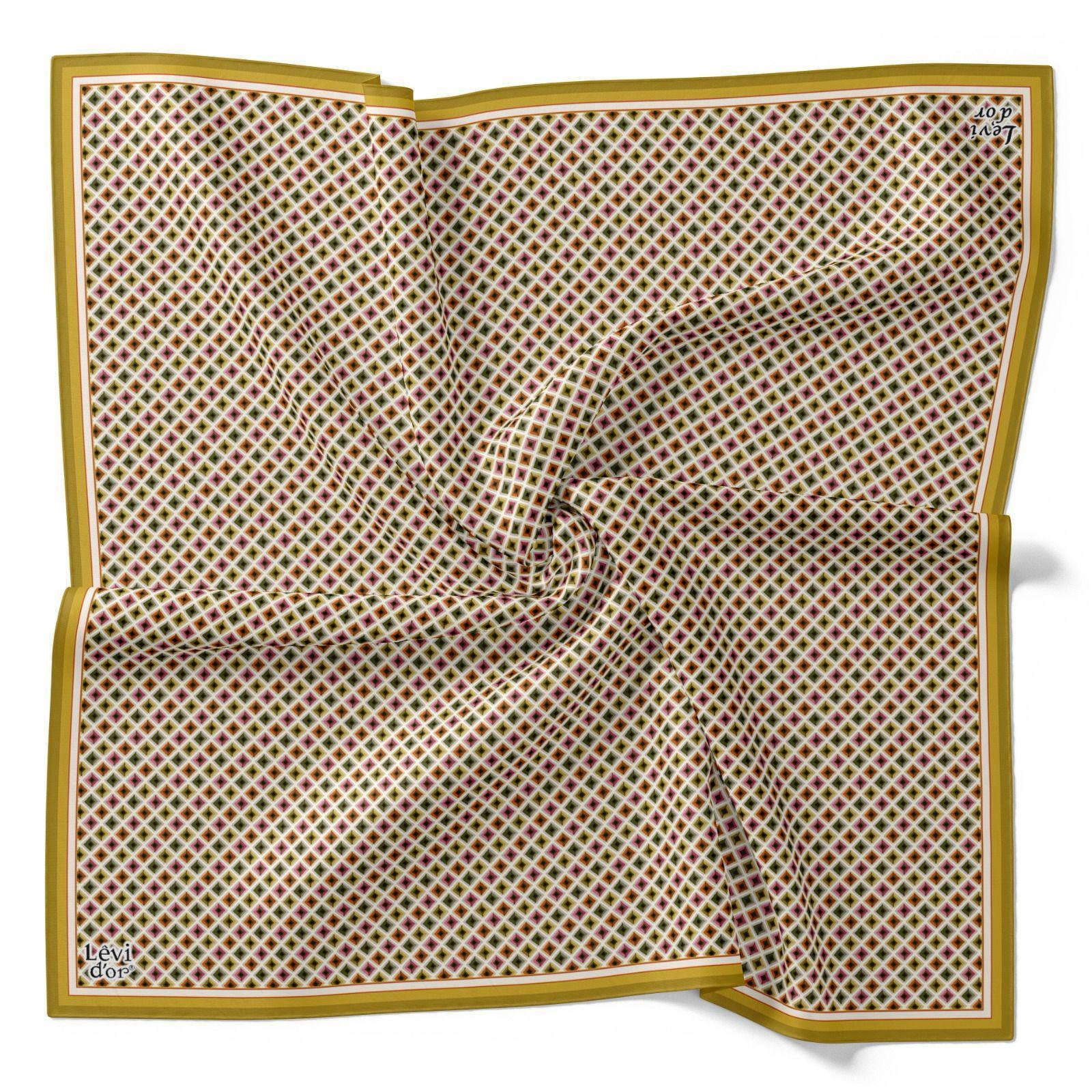 Levidor Tivil İpek Eşarp 4100-4 Sarı Karışık Desen