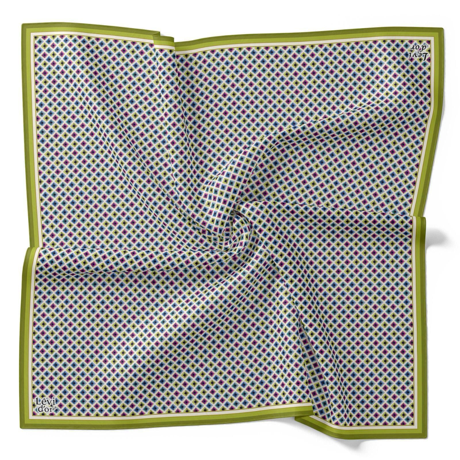 Levidor Tivil İpek Eşarp 4100-7 Yeşil Karışık Desen