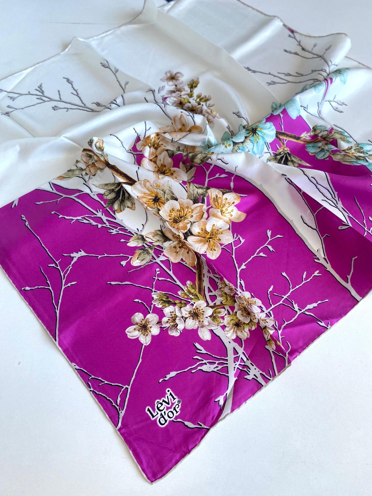 Levidor Tivil İpek Eşarp 48911 Beyaz Karışık Desen