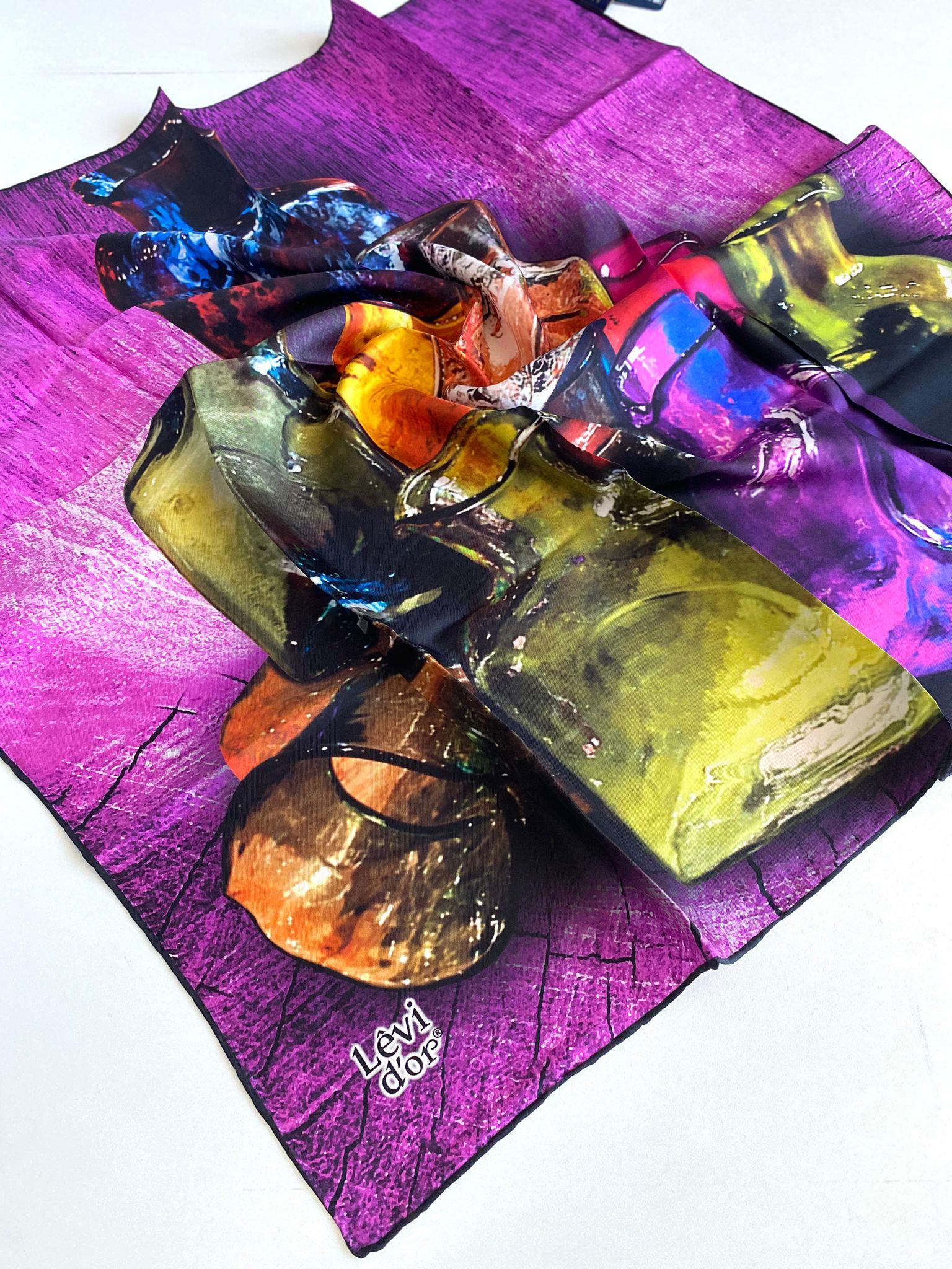 Levidor Tivil Saf İpek Eşarp 49396 Pembe Karışık Desen