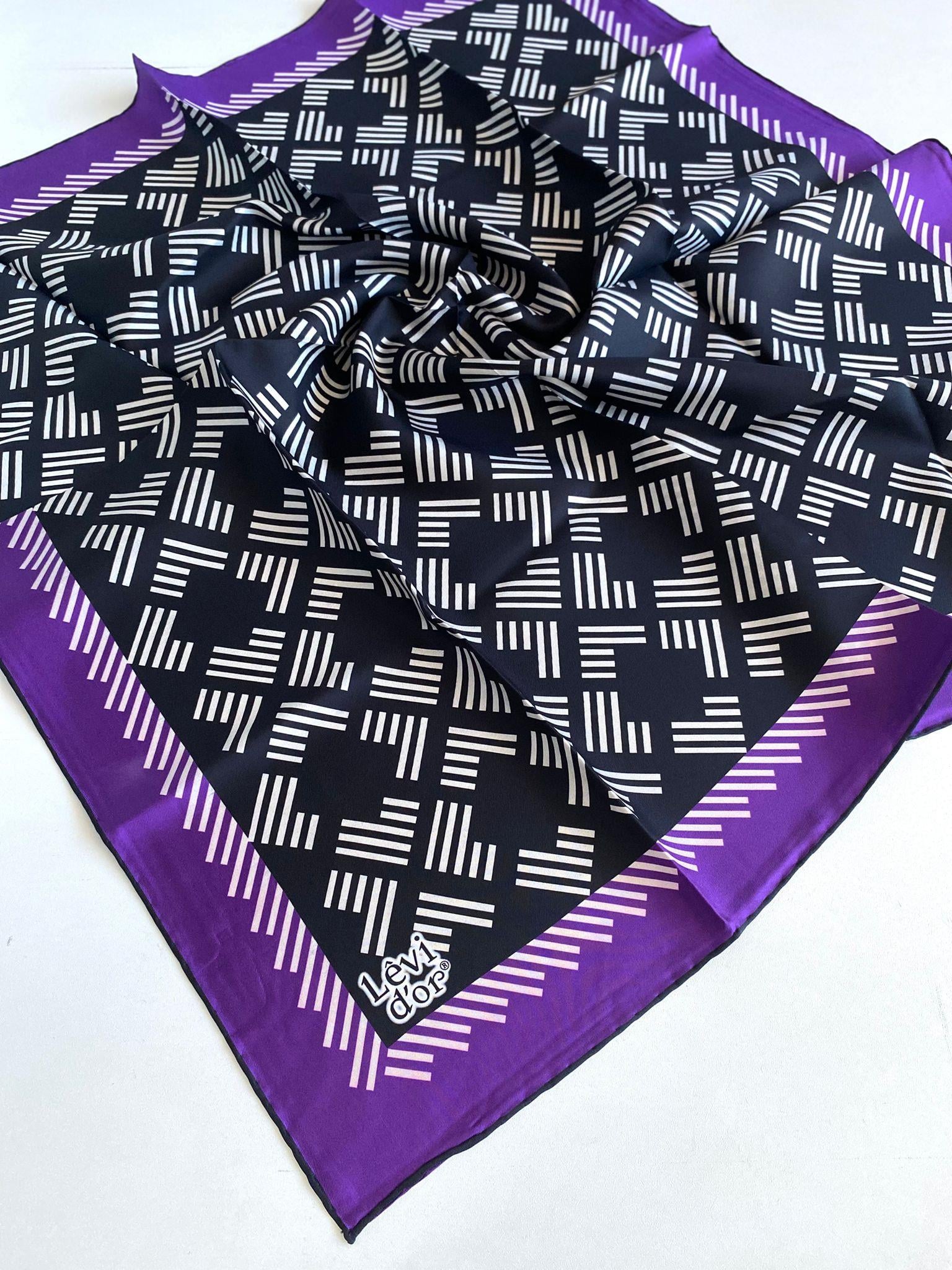 Levidor Tivil Saf İpek Eşarp 49404 Siyah Karışık Desen