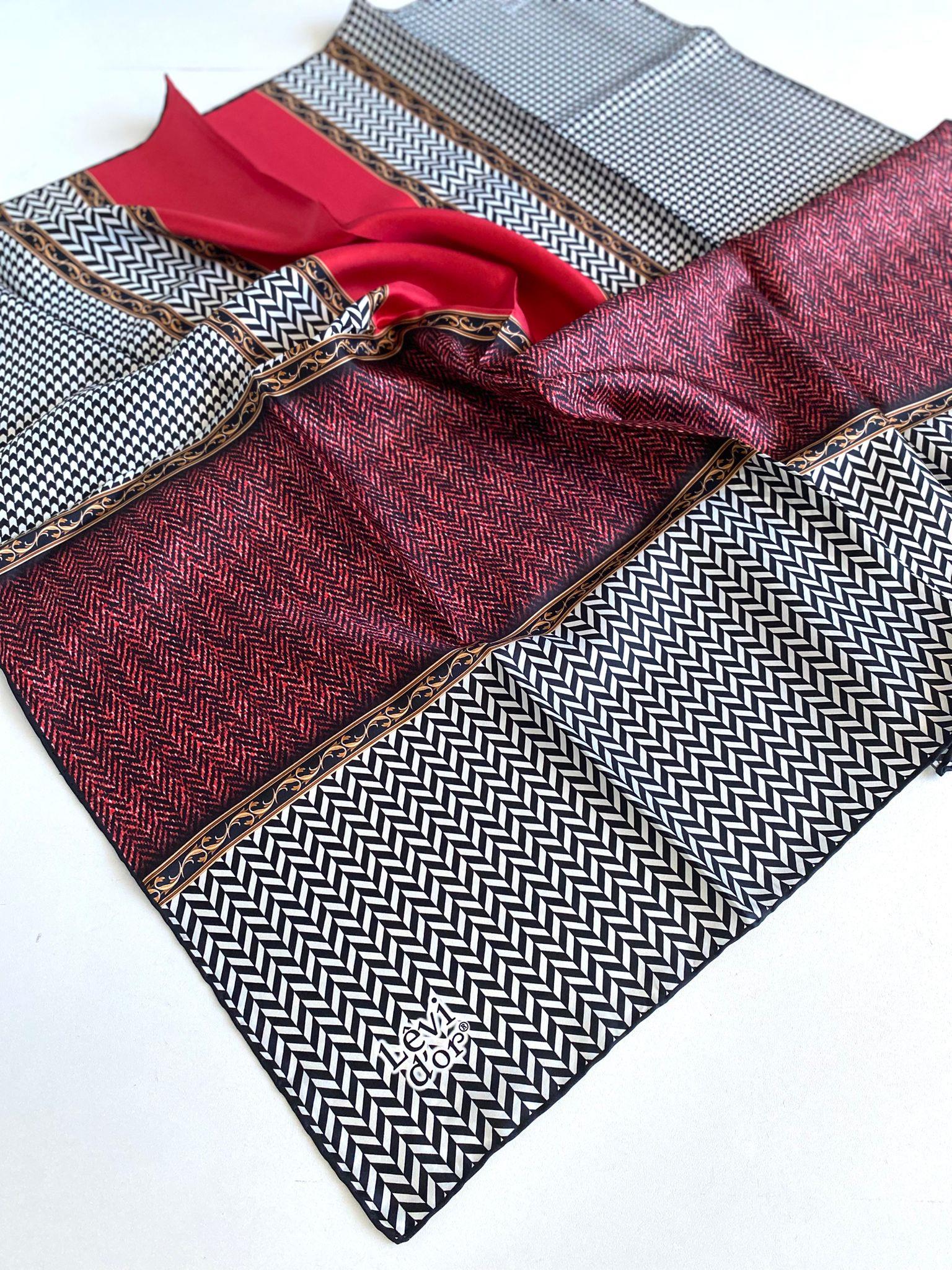 Levidor Tivil Saf İpek Eşarp 49447 Kırmızı Karışık Desen
