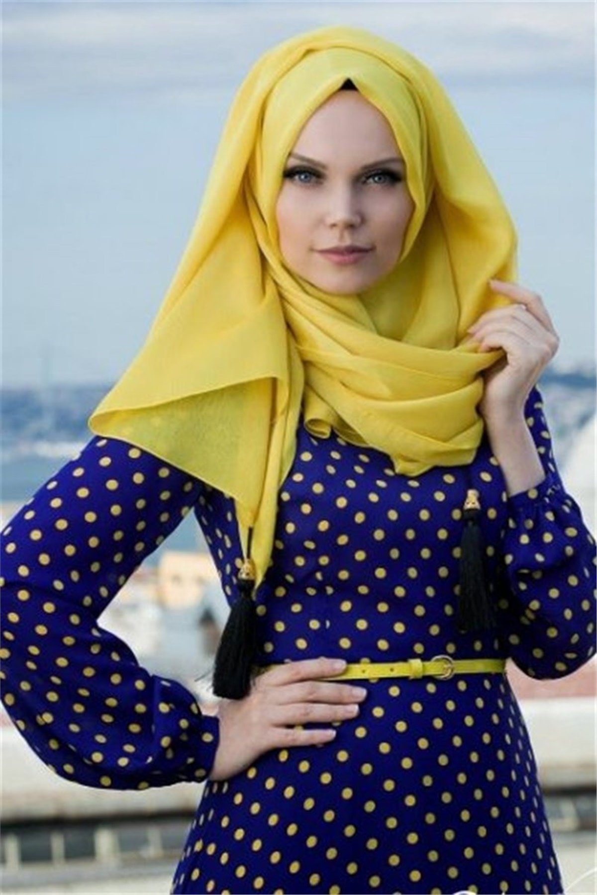 Püsküllü Lüks Hardal Sarısı İpek Şal Silk Home Şıklığı