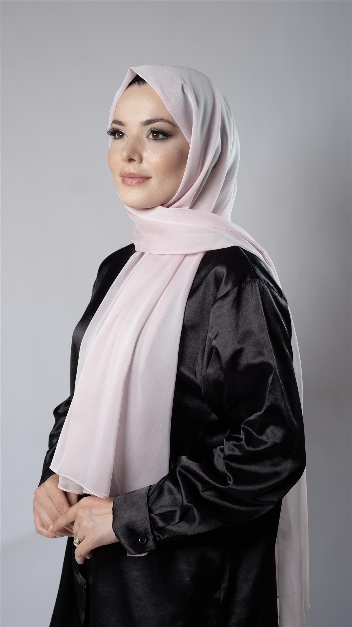 Pembe Düz Klasik Şal Şifon Kumaş Janjan Abiye 202108_04