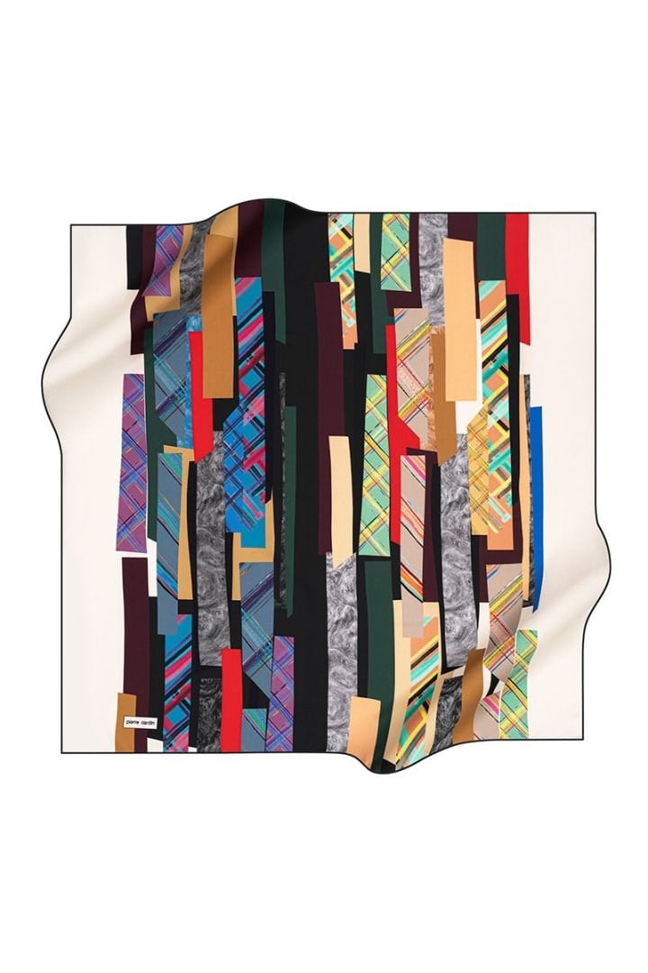 Pier Cardin Tivil Polyester Eşarp 7669799 911 Vizon Siyah Geometrik Desen