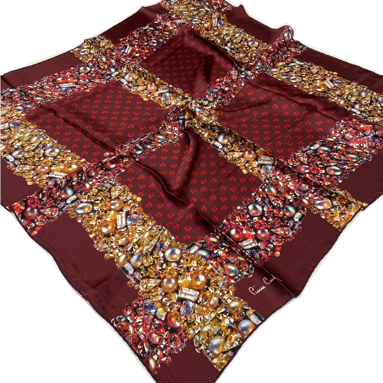 Pierre Cardin Bordo Logo Desenli Sura İpek Şık Eşarp