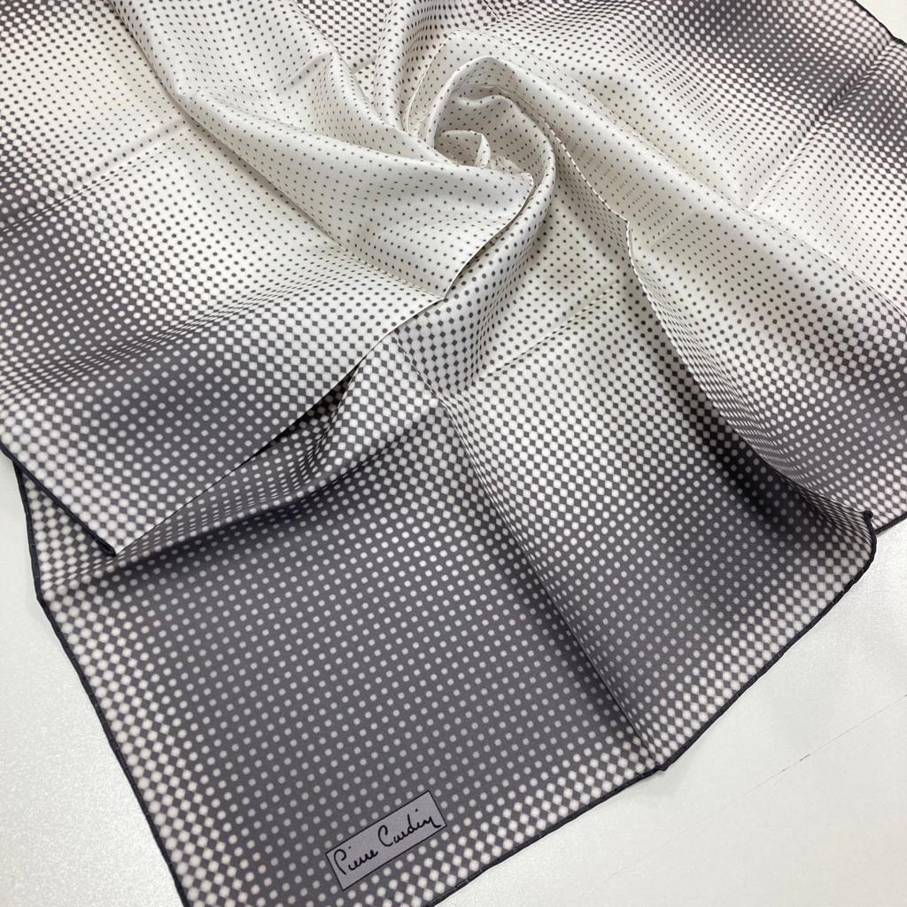 Pierre Cardin Gri Beyaz Lüks Tivil İpek Kadın Eşarp