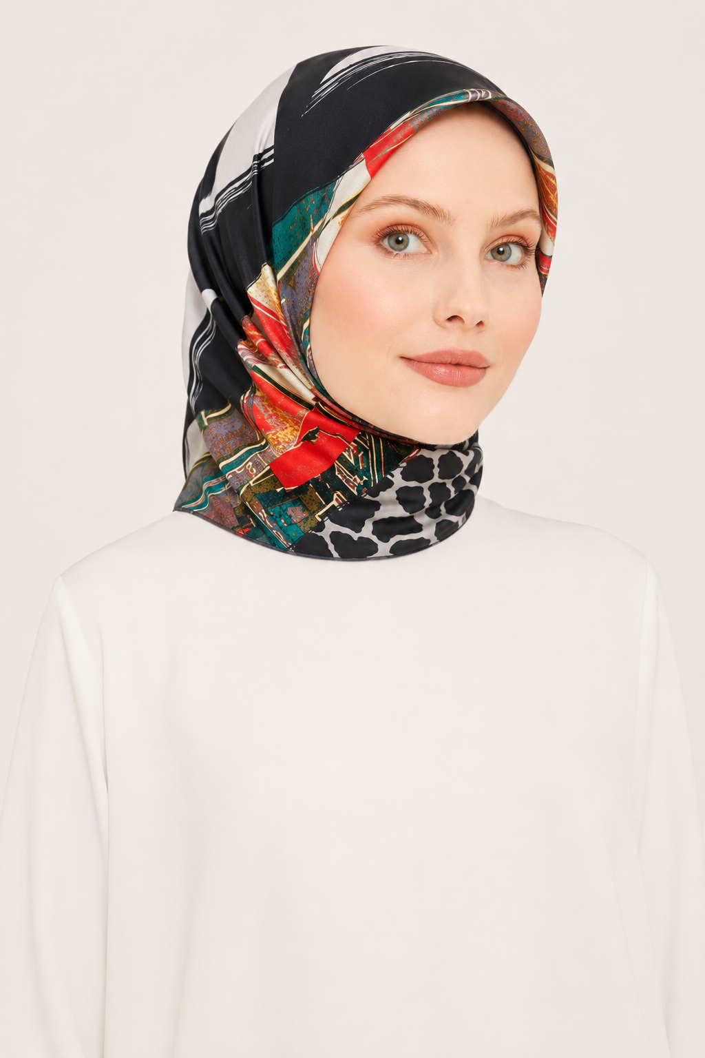 Pierre Cardin Gri Karma Desenli Tivil İpek Eşarp 8418438 - 971