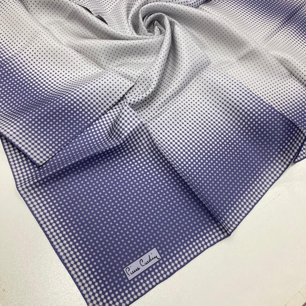 Pierre Cardin Lüks Mavi Beyaz İpek Tivil Eşarp Elegance