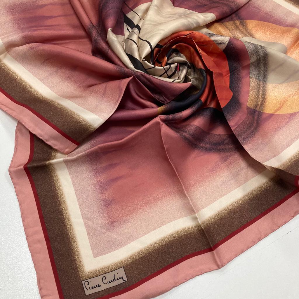 Pierre Cardin Pudra Batik Desenli Lüks Tivil İpek Eşarp