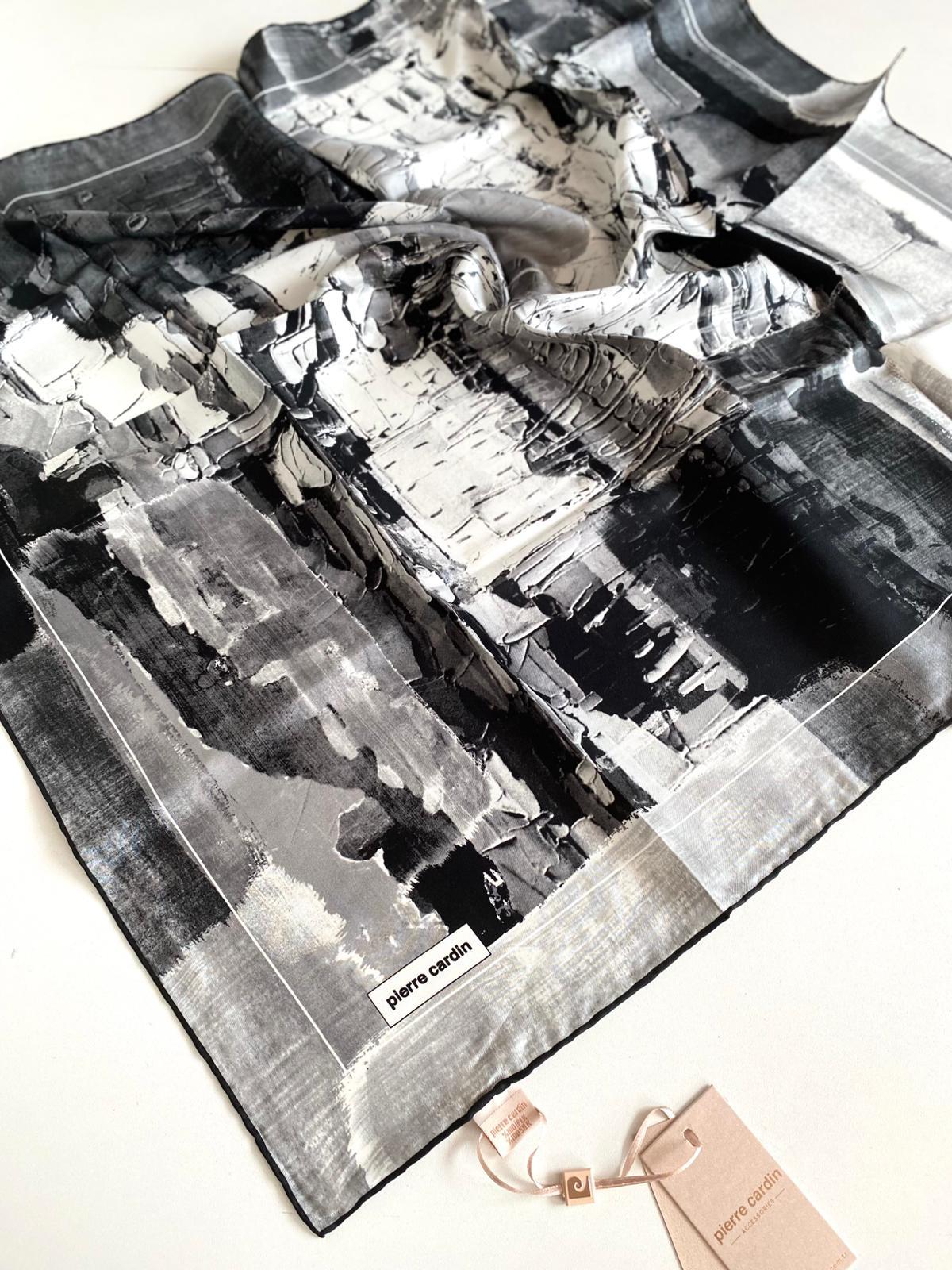 Pierre Cardin Tivil İpek Eşarp 6981438-912-48135 Siyah Karışık Desen