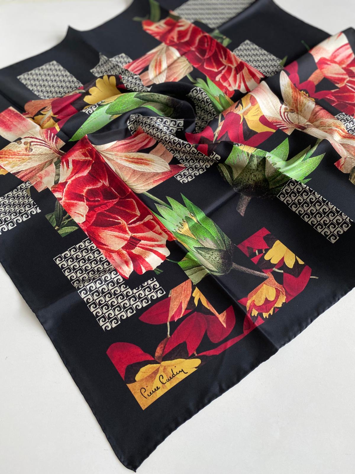 Pierre Cardin Tivil İpek Eşarp 8527438-913-48703 Siyah Karışık Desen