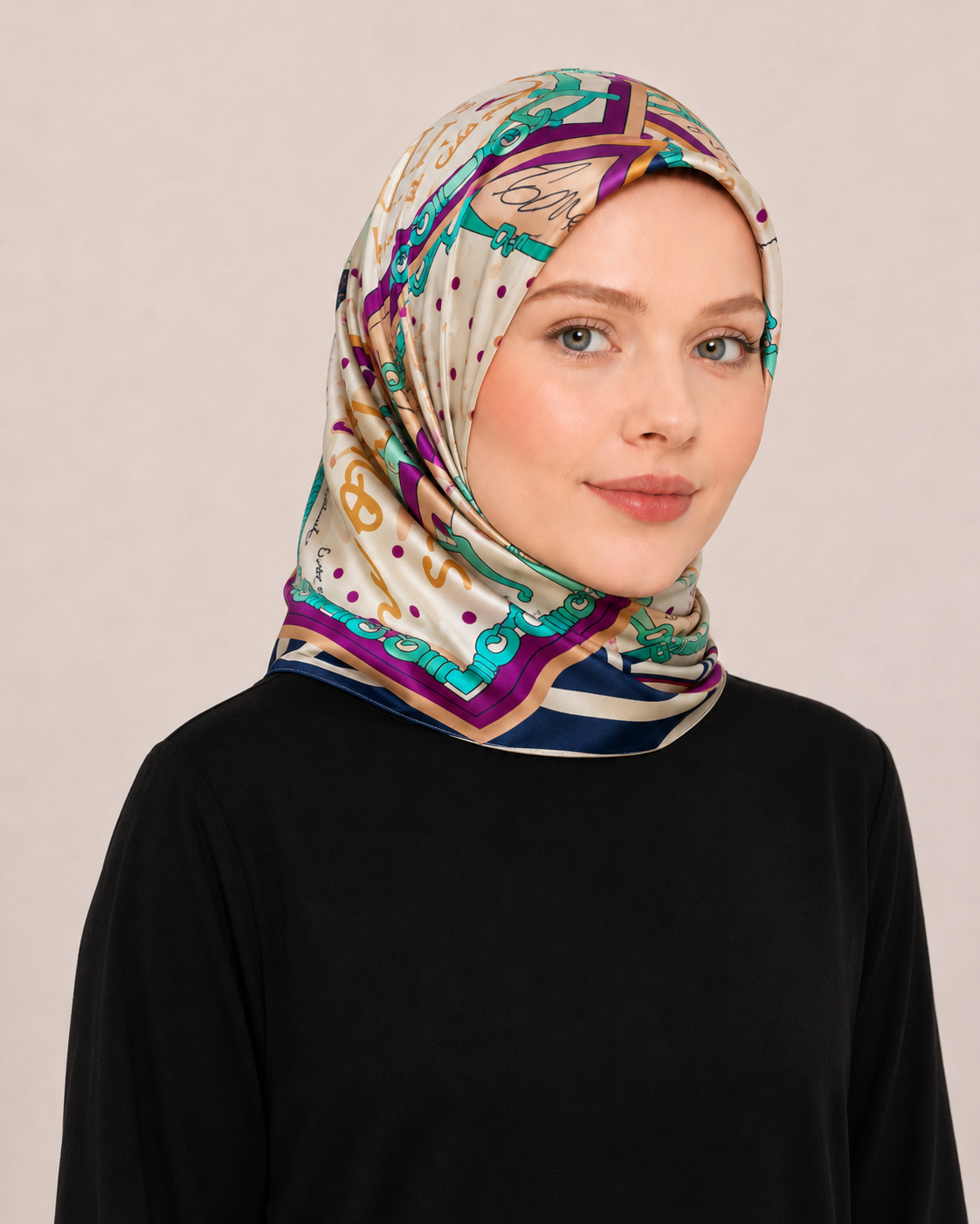 Pierre Cardin Tivil İpek Eşarp Lacivert Fuşya Karışık Desen