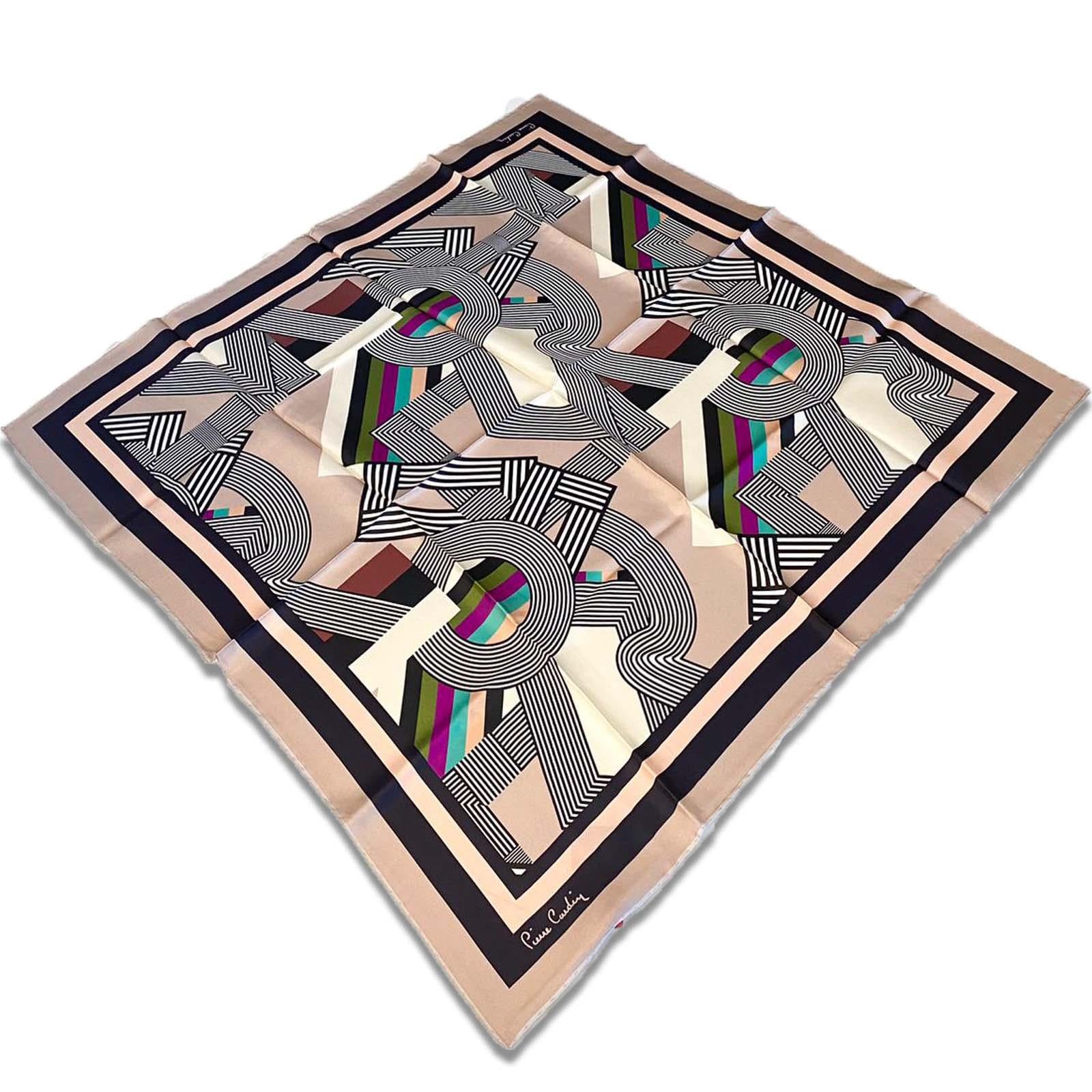 Pierre Cardin Vizon - Pudra Geometrik Desen Tivil İpek Eşarp 8339438-932