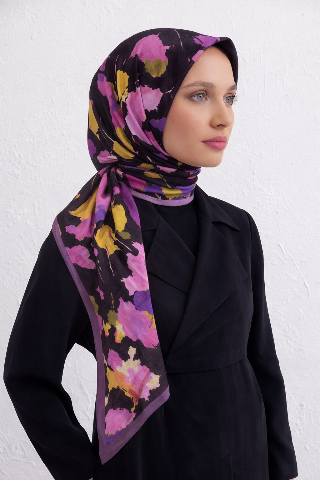 Shawl Secret Bambreeze Veluna Bambu Kraş Dijital Şal 52799 Mor Pembe