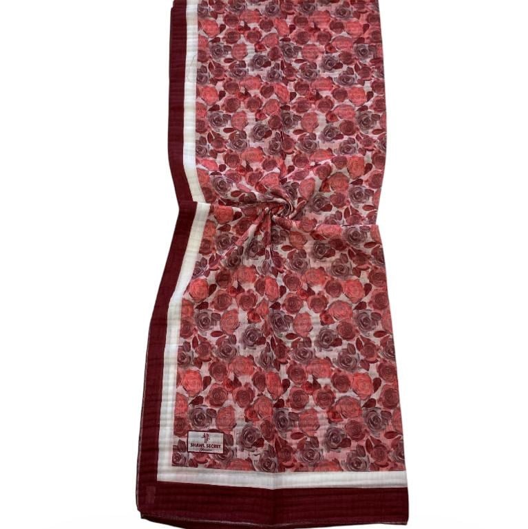 Shawl Secret Çiçek Desen Glamour Şal Bordo 54277
