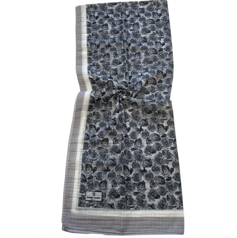 Shawl Secret Çiçek Desen Glamour Şal Gri 54276