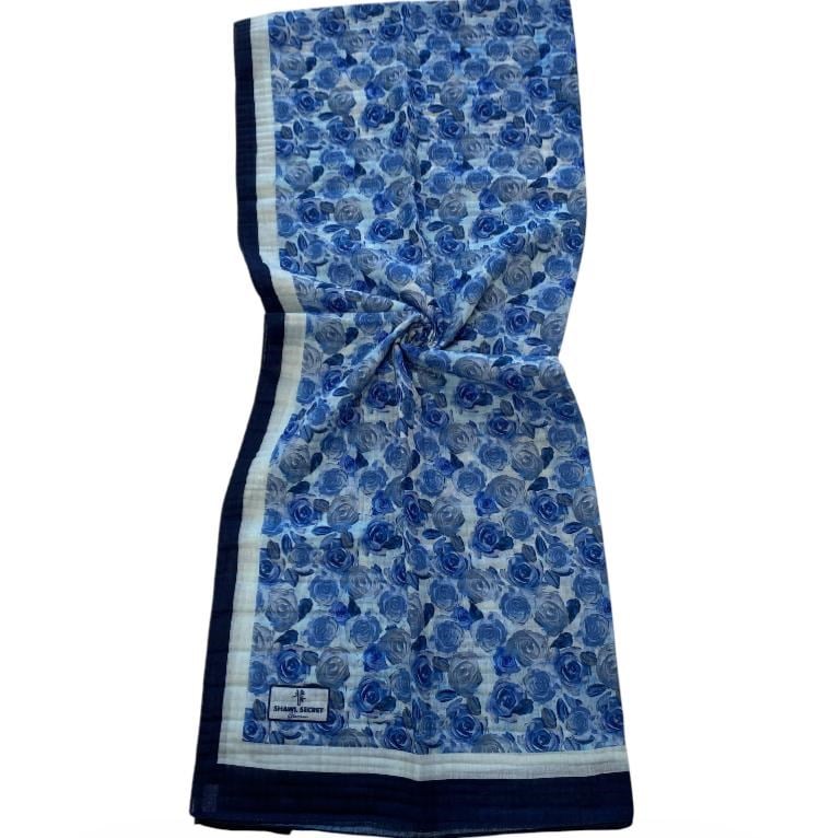 Shawl Secret Çiçek Desen Glamour Şal Lacivert 54278