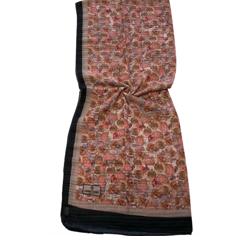 Shawl Secret Çiçek Desen Glamour Şal Vizon 54273