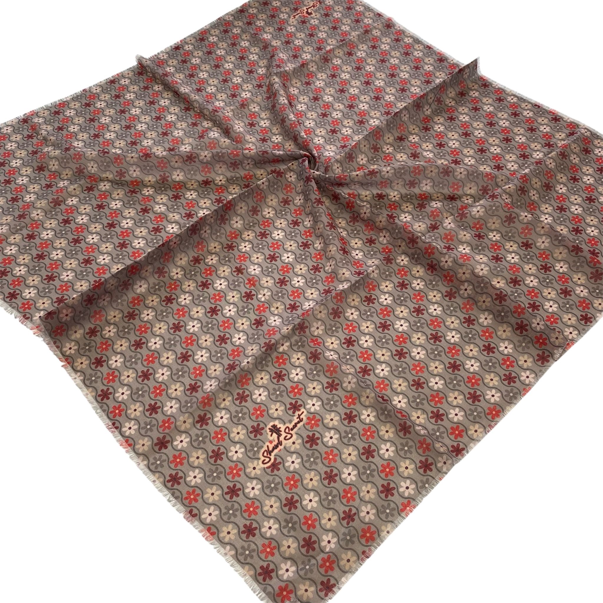 Shawl Secret Çiçek Desen Tülbent Gri 54982