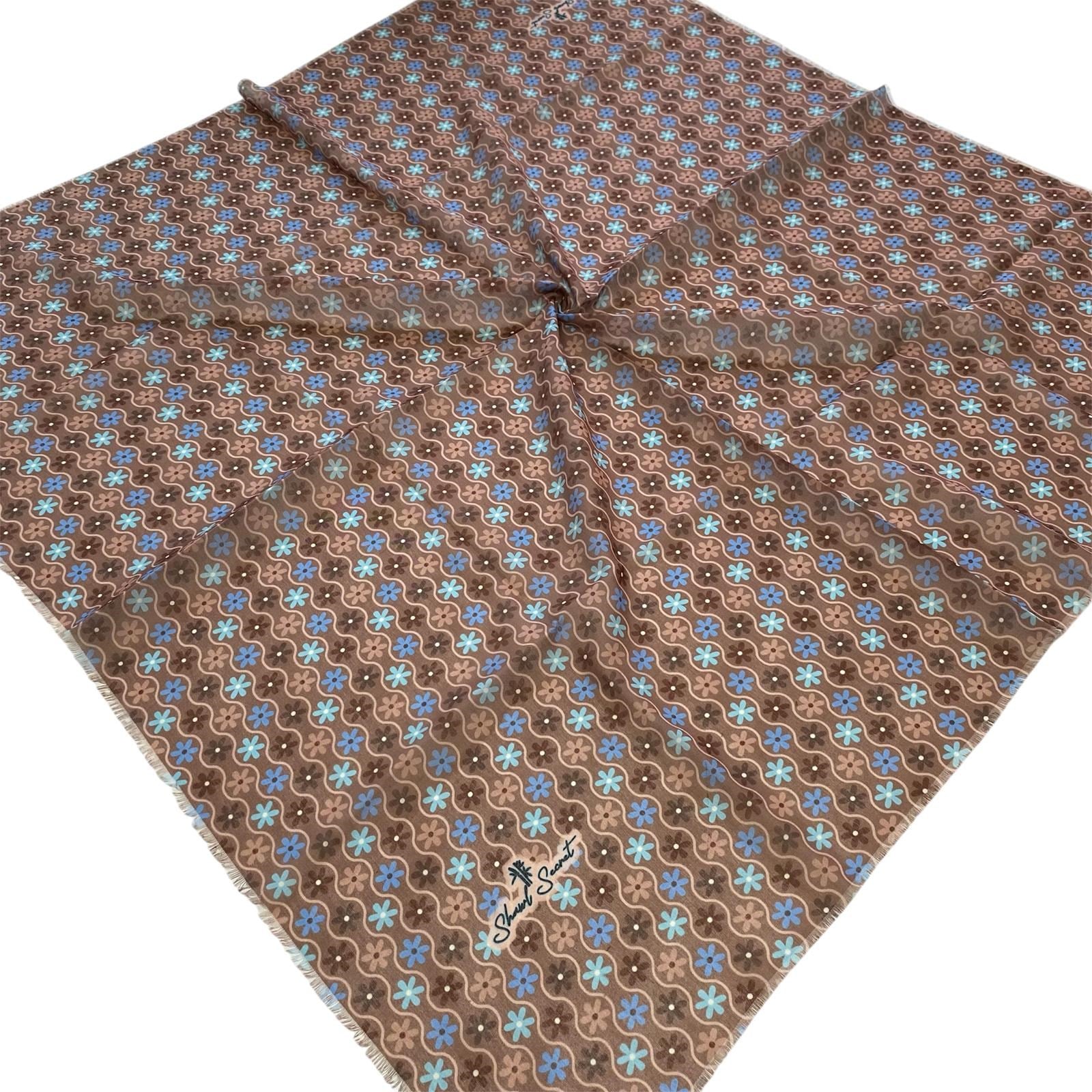 Shawl Secret Çiçek Desen Tülbent Kahve 54992