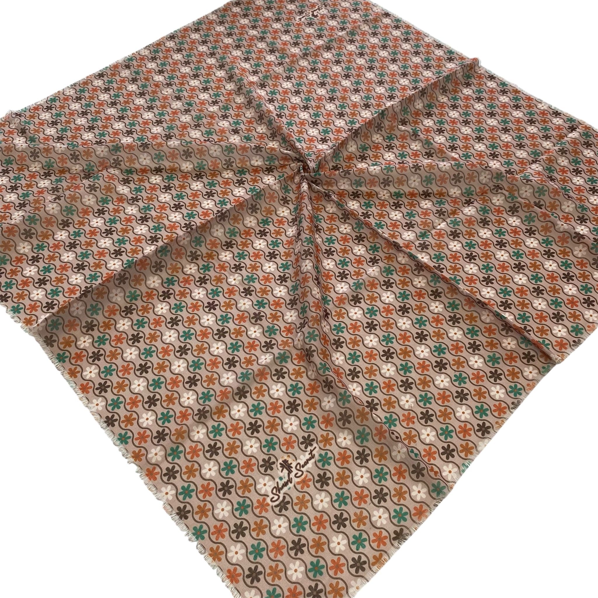 Shawl Secret Çiçek Desen Tülbent Pudra 54983
