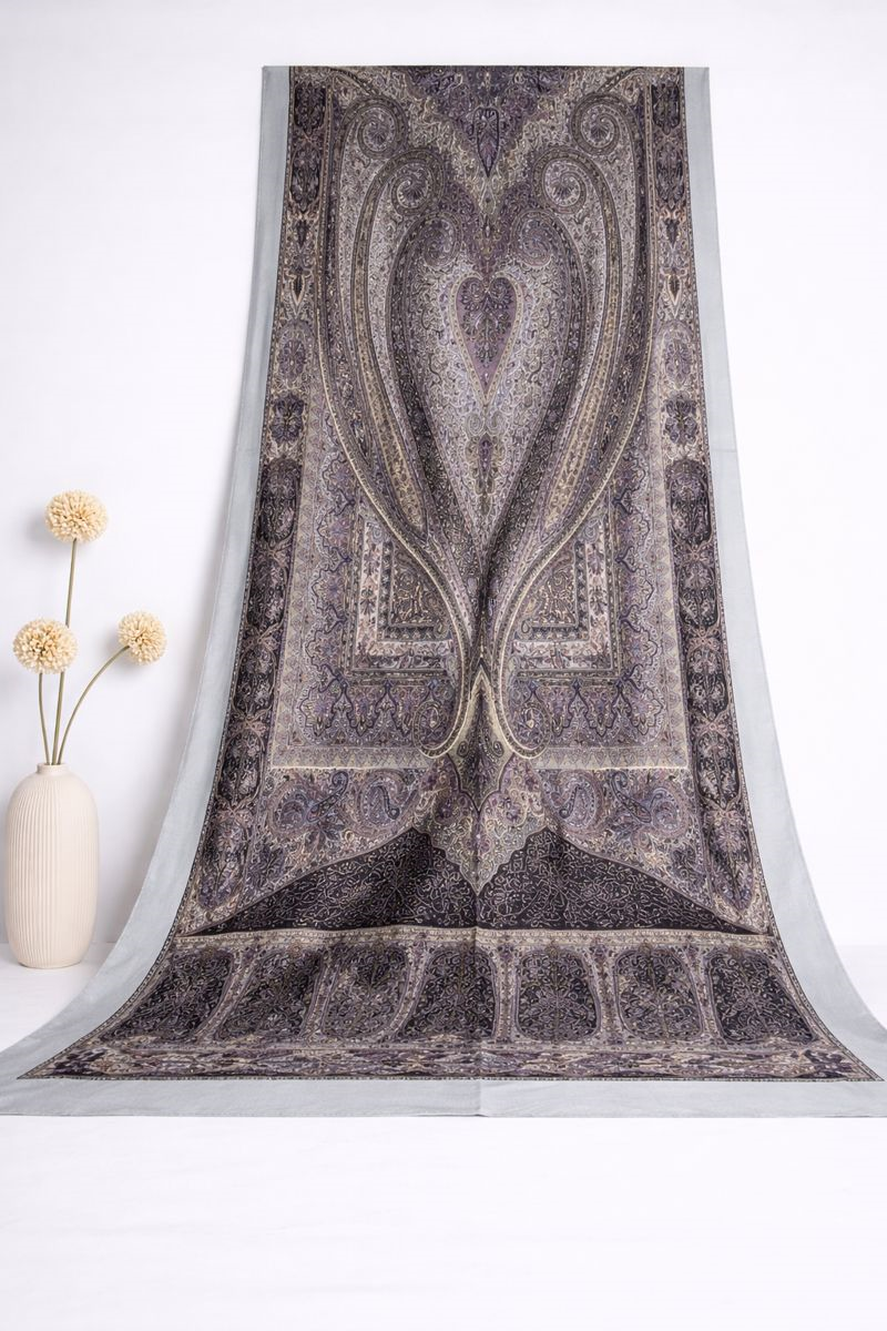 Shawl Secret Glamour Pamuklu Etnik Şal 2 - 52862 Açık Mavi Mürdüm