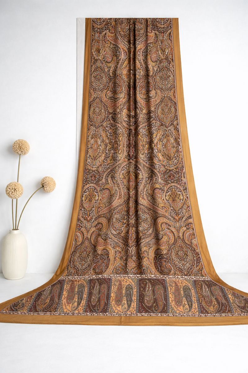 Shawl Secret Glamour Pamuklu Etnik Şal 2 - 52848 Hardal Sarı Turuncu