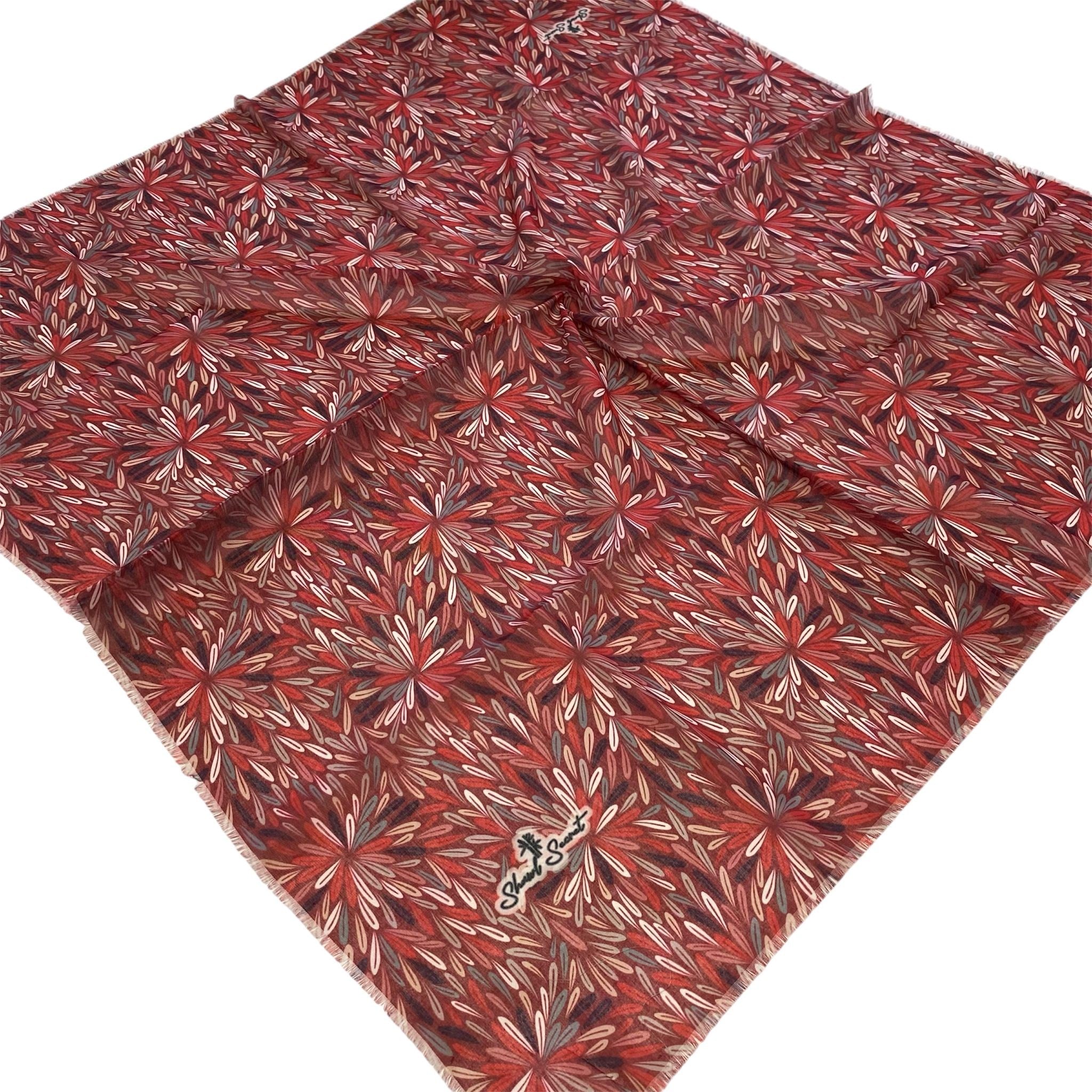 Shawl Secret Karışık Desen Tülbent Kırmızı 55002