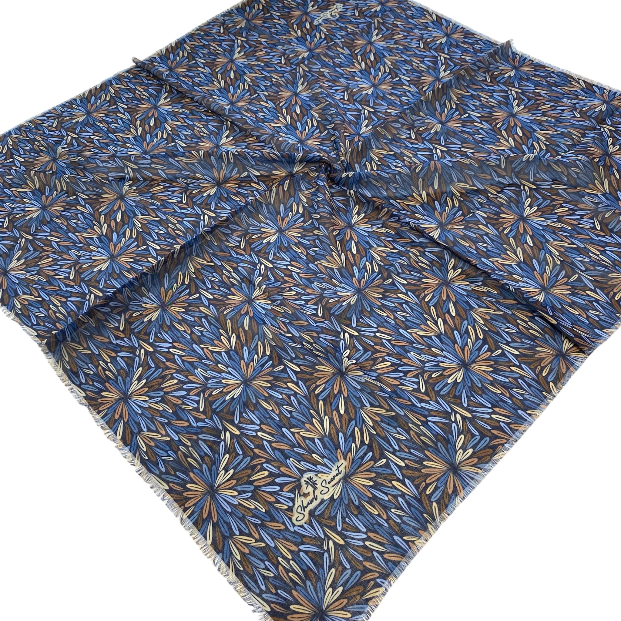 Shawl Secret Karışık Desen Tülbent Lacivert 55003