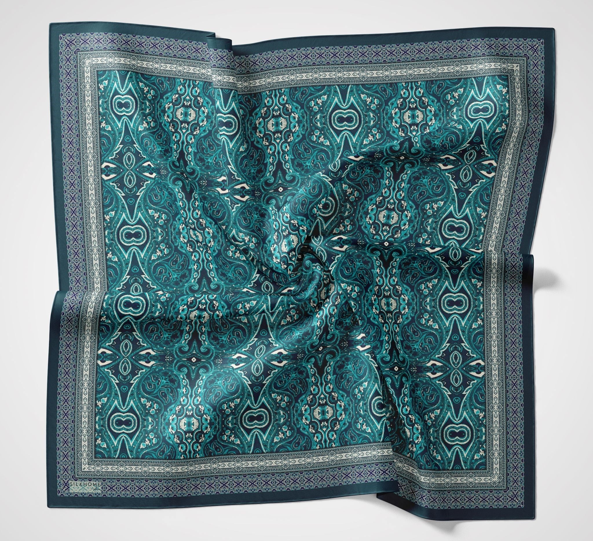 Silk Home Arve Eşarp IST 181002 - 05  Zümrüt Yeşili  Etnik Desen 
