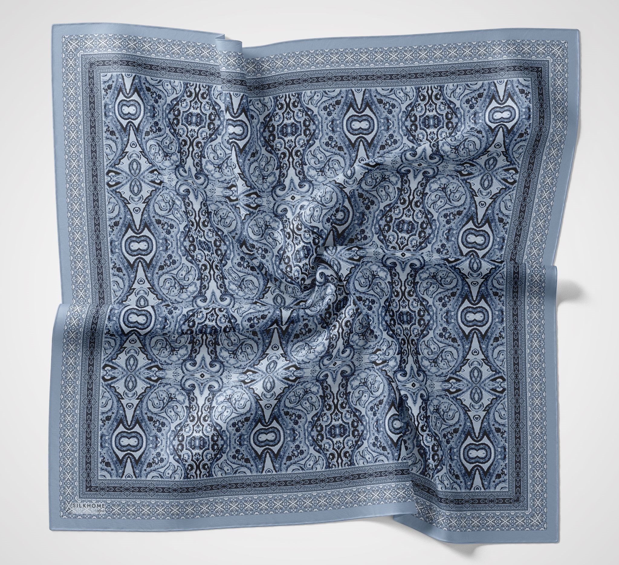 Silk Home Arve Eşarp IST 181002 - 09  İndigo  Etnik Desen 