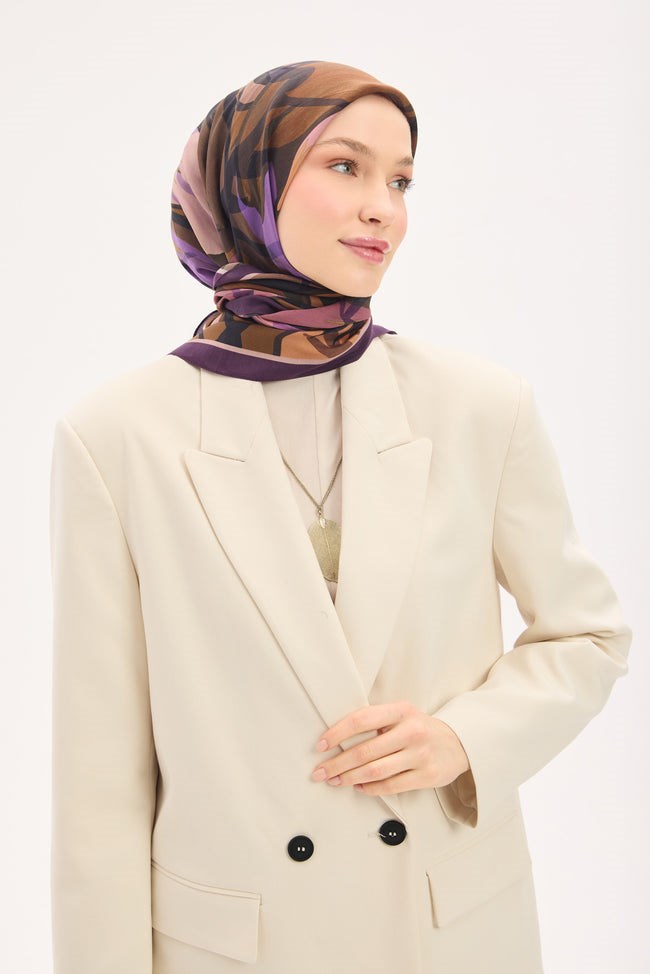 Silk Home Arve Eşarp IST 181003 - 06 Lavanta Soyut Desen 
