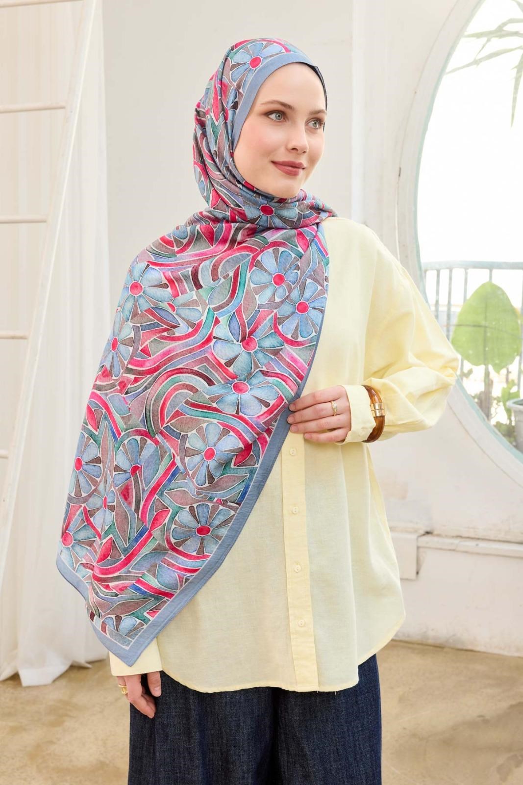Silk Home Mayda Şal IST 81002 - 4 Bulut Mavi Soyut Desen