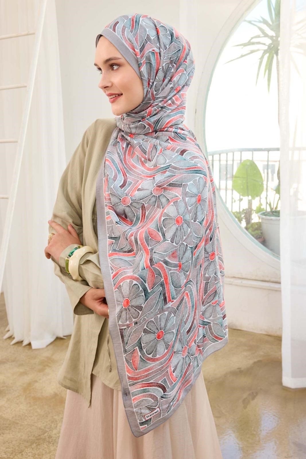 Silk Home Mayda Şal IST 81002 - 6 Gümüş Soyut Desen