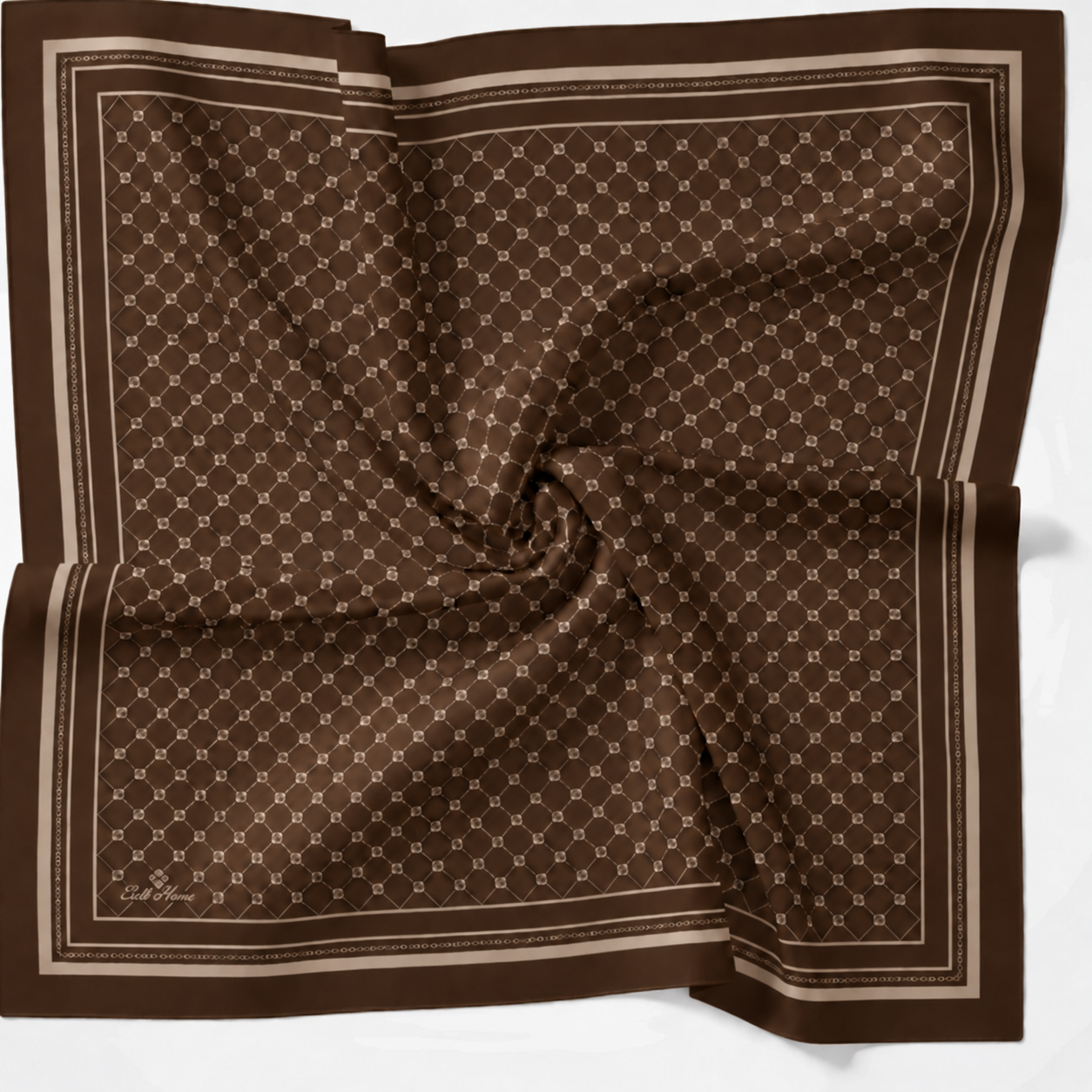 Silk Home Olinda Eşarp IST 48001 - 32  Acı Kahve - Vizon İnce Monogram Desen