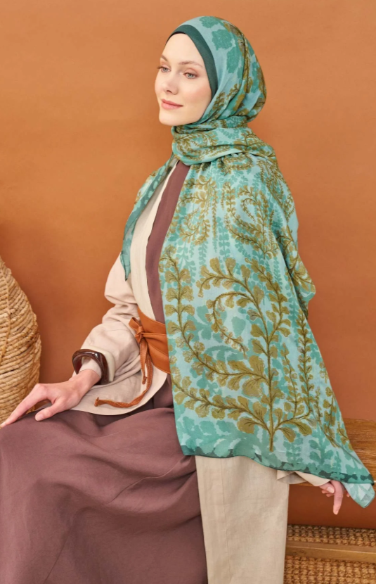 Silk Home Riva Şal Spring Blossoms  Mint Yeşili