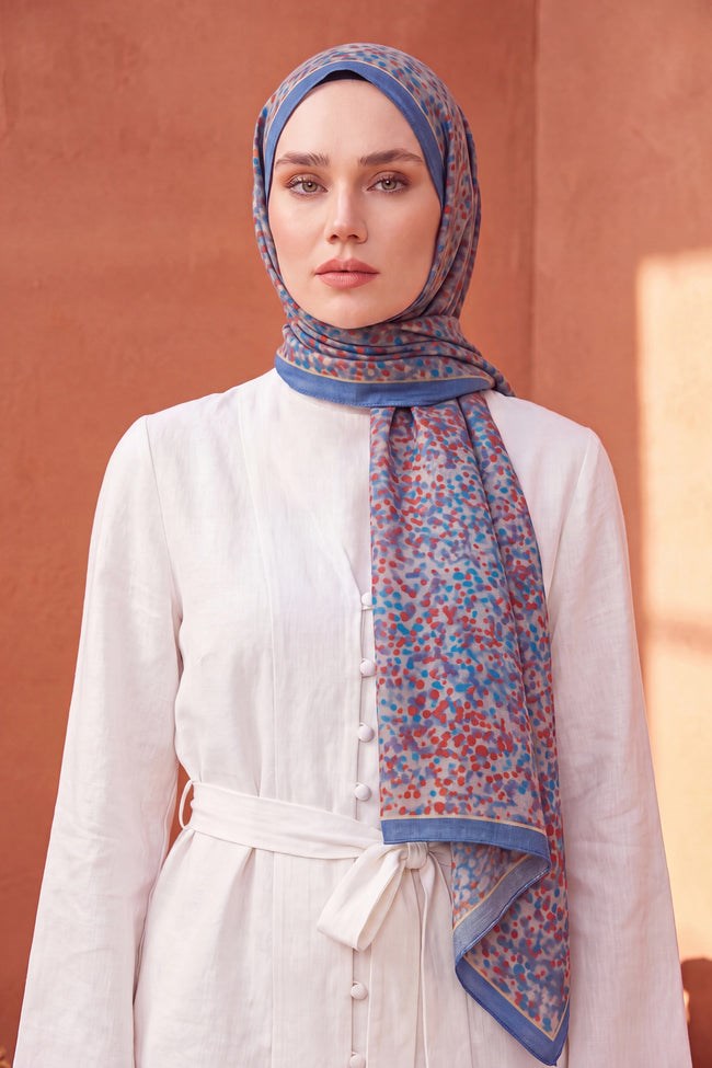 Silk Home Riva Şal Tencel Secret Garden İndigo